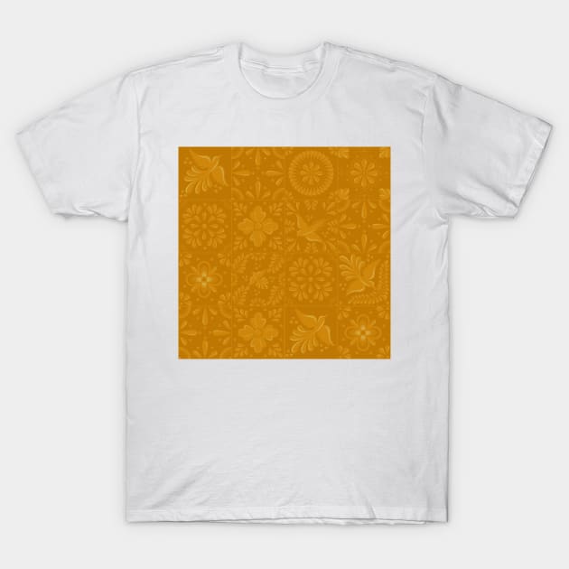 Mexican Honey Mustard Talavera Tile Pattern by Akbaly T-Shirt by Akbaly